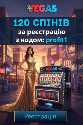 120 фріспінів по промокоду profit1 у казино Vegas &mdash; подарунок за реєстрацію
