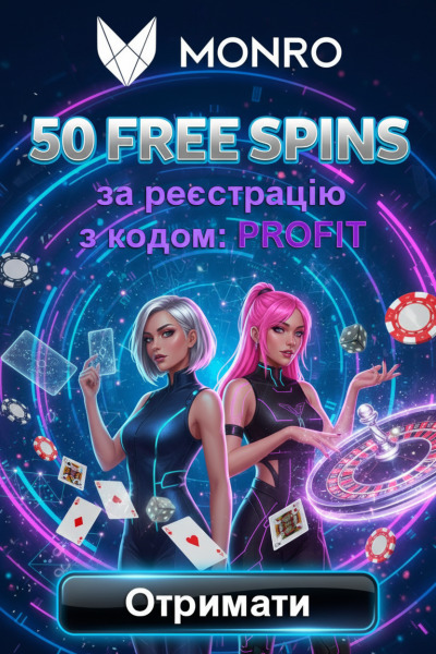 50 фріспінів без депозиту для новачків у Monro Casino &mdash; подарунок за реєстрацію
