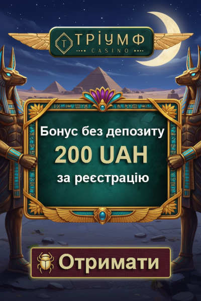 200 гривен и 50 фріспінів без депозита для новых игроков в казино Триумф